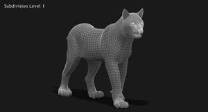 Animated White Eurasian Lynx Fur 3D Model Thumbnail