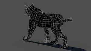 Animated Lynx 3D Model - Wireframe View | Subdivision Level 0 Thumbnail