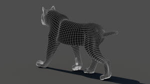 Animated Lynx 3D Model - Wireframe View | Subdivision Level 1 Thumbnail