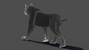 Animated Lynx 3D Model - Wireframe View | Subdivision Level 1 Thumbnail