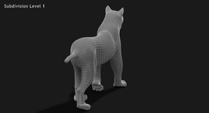 Animated White Eurasian Lynx Fur 3D Model Thumbnail