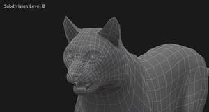 Animated White Eurasian Lynx Fur 3D Model Thumbnail