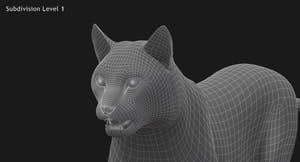 Animated White Eurasian Lynx Fur 3D Model Thumbnail