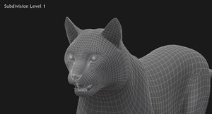 Animated White Eurasian Lynx Fur 3D Model Thumbnail