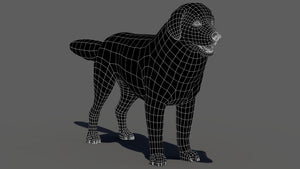 Great Pyrenees Dog 3D Model Wireframe View Subdivision Level 0 Thumbnail