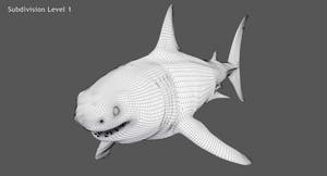 Great White Shark 3D Model Wireframe View 1 Thumbnail