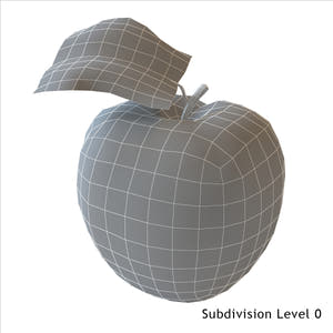 Green apple 3D model wireframe view  Thumbnail
