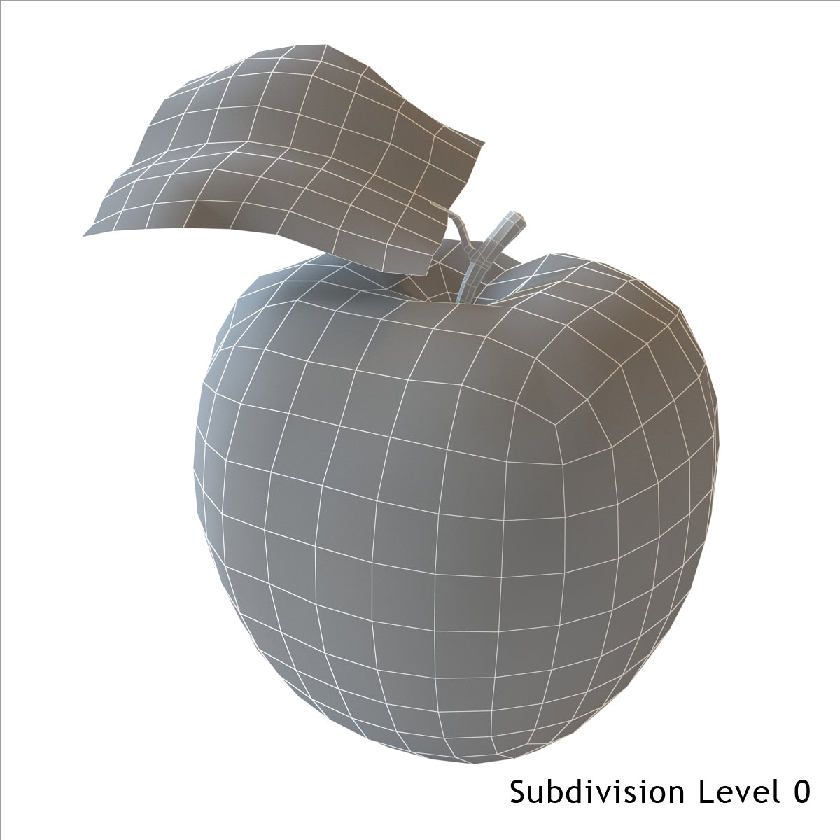 Green apple 3D model wireframe view 