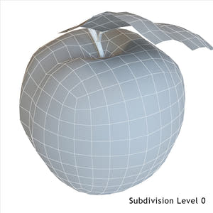 Green apple 3D model wireframe view  Thumbnail