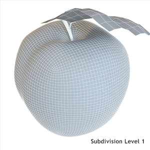 Green apple 3D model wireframe view  Thumbnail