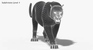 Jaguar Animated Fur 3D Model Thumbnail