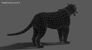 Jaguar 3D Model wireframe view subdivision Level 0 Thumbnail