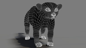 Kinkajou 3D model wireframe view subdivision level 0
