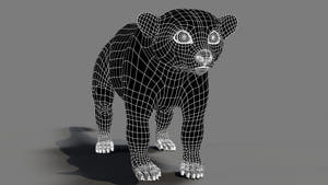 Kinkajou 3D model wireframe view subdivision level 0 Thumbnail