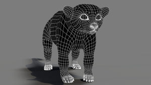 Kinkajou 3D model wireframe view subdivision level 0