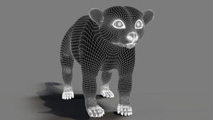 Kinkajou 3D model wireframe view subdivision level 1 Thumbnail