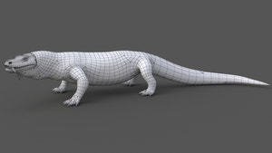Rigged Komodo Dragon 3D Model Wireframe View 0 Thumbnail