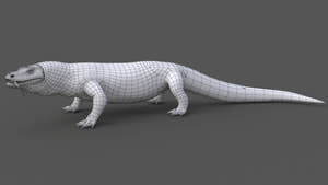 Rigged Komodo Dragon 3D Model Wireframe View 0 Thumbnail