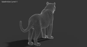Realistic Leopard 3D Model Body Wireframe View Subdivision 1 Thumbnail