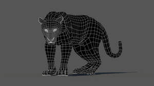 Leopard 3D Model Wireframe View Subdivision Level 0 Thumbnail