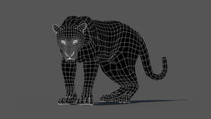 Leopard 3D Model Wireframe View Subdivision Level 0 Thumbnail