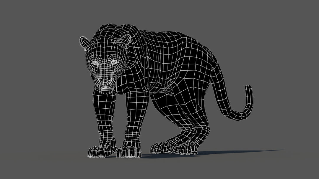 Leopard 3D Model Wireframe View Subdivision Level 0