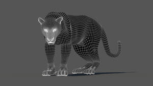 Leopard 3D Model Wireframe View Subdivision Level 1 Thumbnail