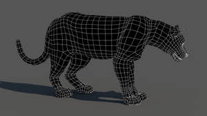 Leopard 3D Model Wireframe View Subdivision Level 0 Thumbnail