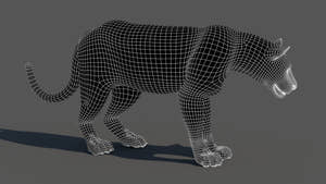 Leopard 3D Model Wireframe View Subdivision Level 1 Thumbnail