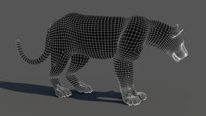 Leopard 3D Model Wireframe View Subdivision Level 1 Thumbnail
