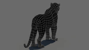 Realistic Leopard 3D Model Wireframe View Subdivision Level 0 Thumbnail