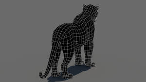Realistic Leopard 3D Model Wireframe View Subdivision Level 0 Thumbnail