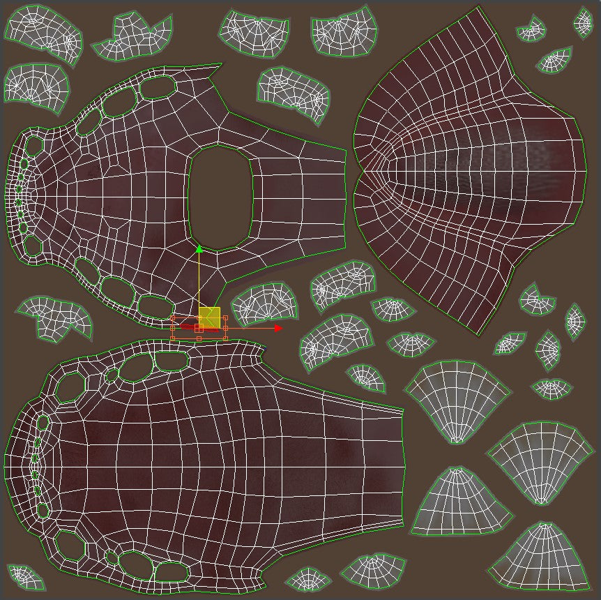 Unwrapped UV layout of the leopard cub 3D model’s mouth showing texture coordinates
