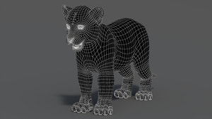 Leopard Cub 3D Model Wireframe View 0 Thumbnail