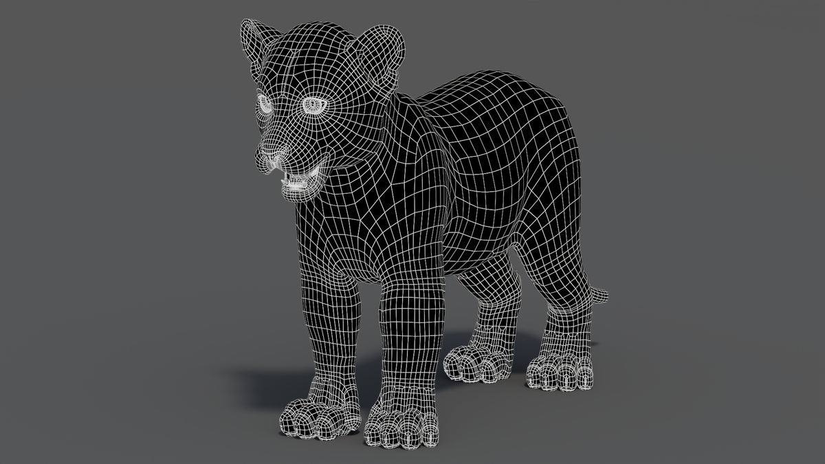 Rigged Leopard Cub 3D Model