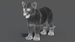 Leopard Cub 3D Model Wireframe View 1 Thumbnail