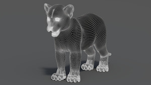 Leopard Cub 3D Model Wireframe View 1 Thumbnail