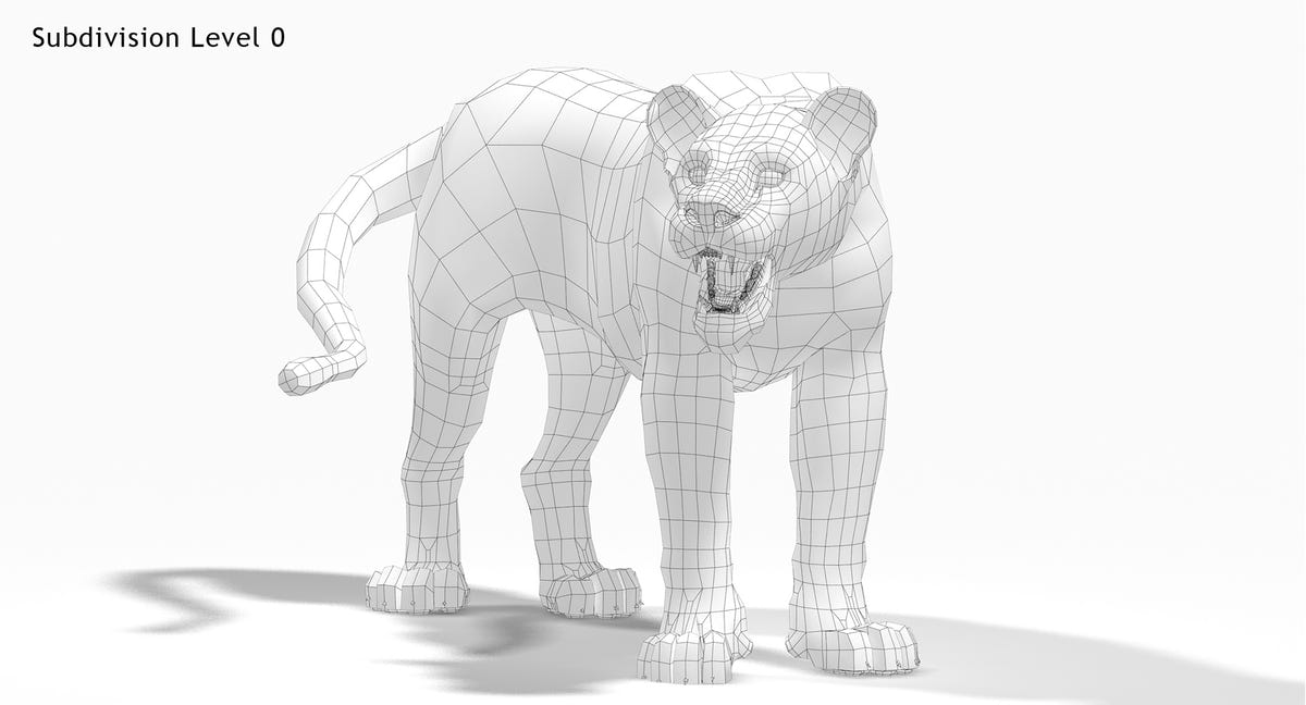 Animated Big Cats 3D Model Fur