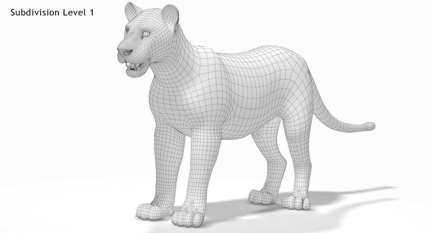 Animated Big Cats 3D Model Fur
