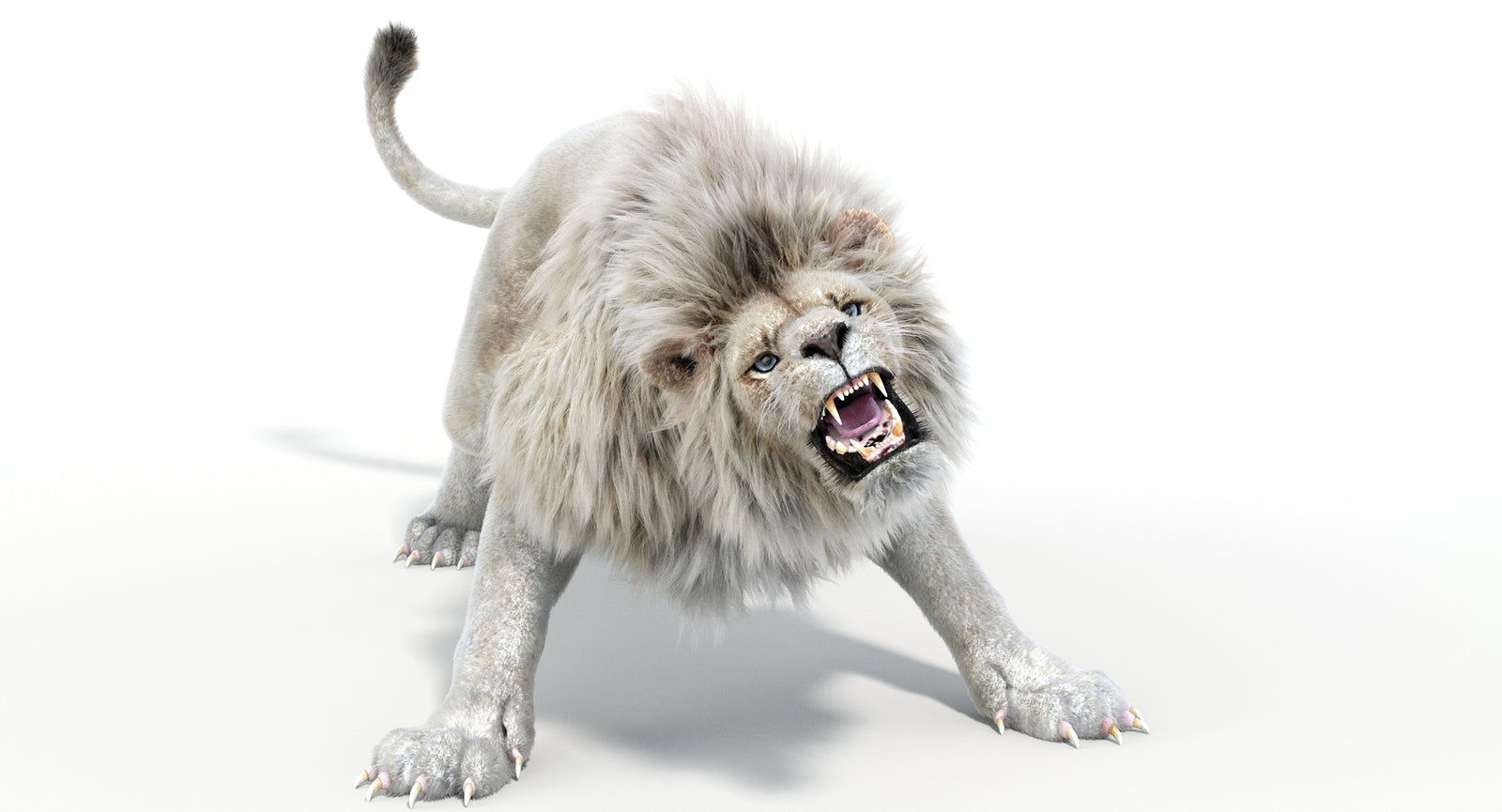 Animated White Lion 3D Model – Fully Rigged for Download