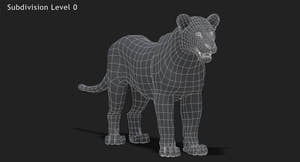 Lion 3D Model Wireframe View Subdivision Level 0 Thumbnail