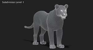 Lion 3D Model Wireframe View Subdivision Level 1 Thumbnail