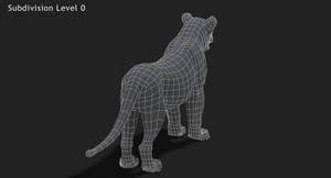 Lion 3D Model Wireframe View Subdivision Level 0 Thumbnail