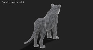 Lion 3D Model Wireframe View Subdivision Level 1 Thumbnail