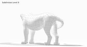Rigged Lion 3D Model - Woreframe VIew Subdivision Level 0 Thumbnail