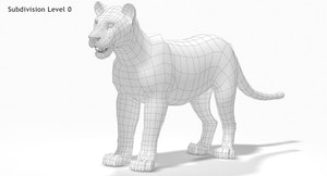 Lioness Rigged 3D Model Thumbnail