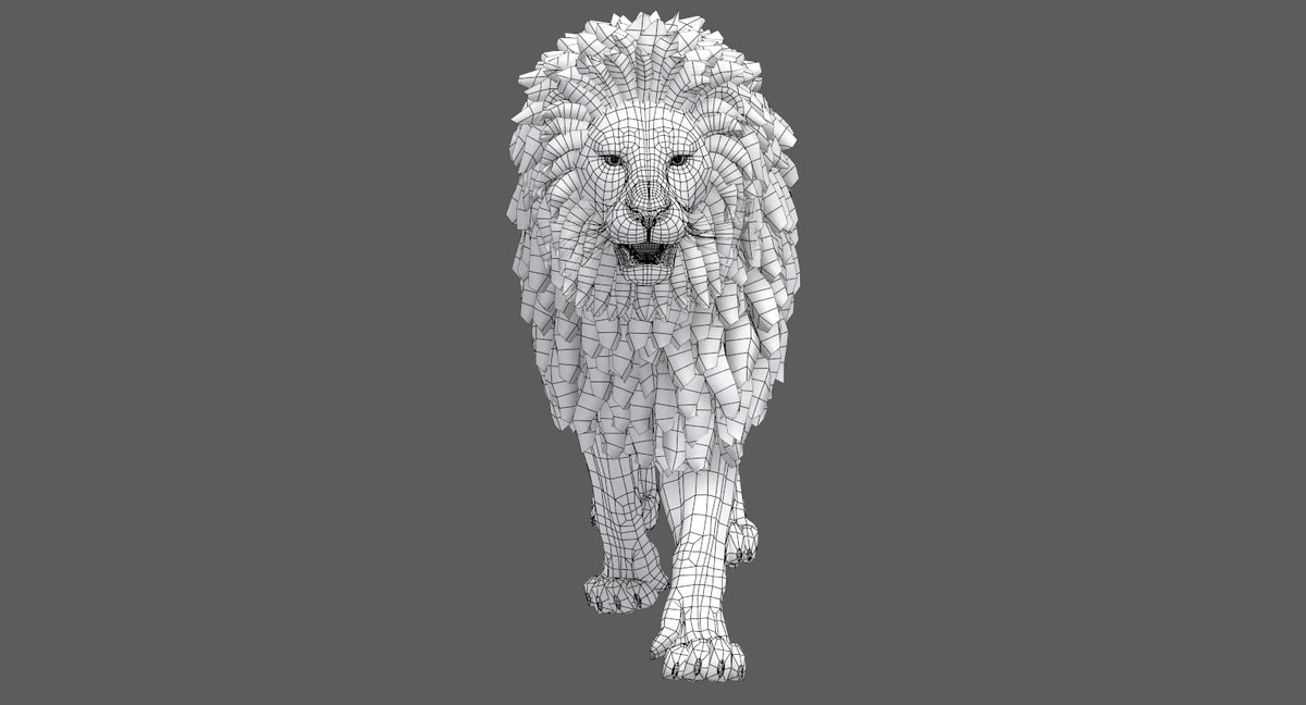 Lion 3D Model wireframe view