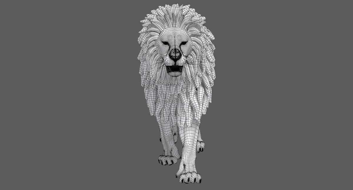 Lion 3D Model wireframe view