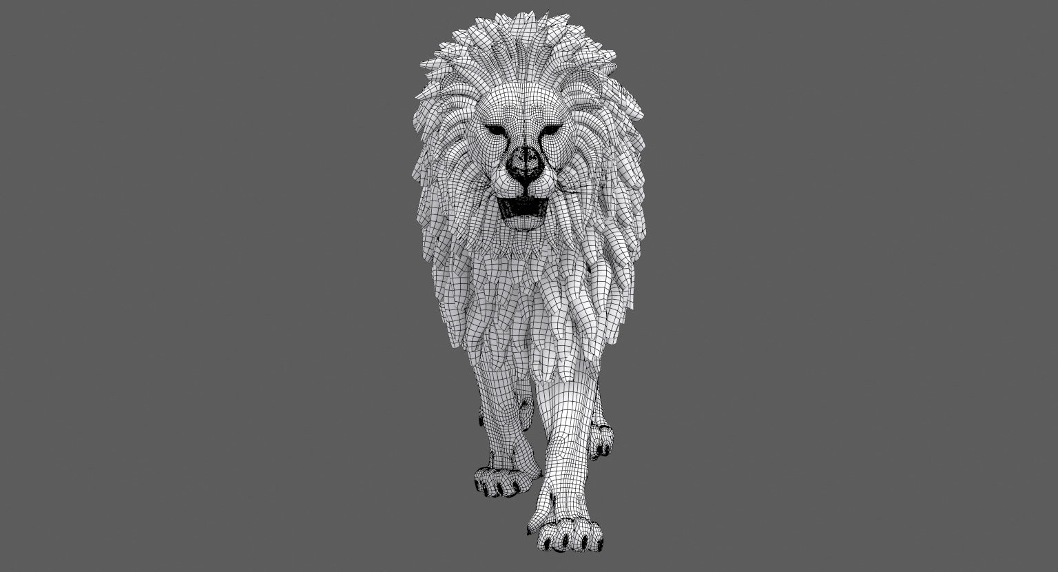 Lion 3D Model wireframe view