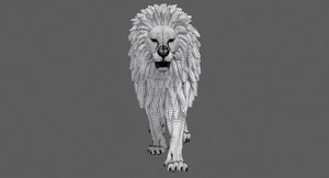 Lion 3D Model wireframe view Thumbnail